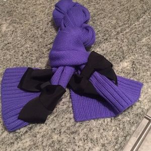 NWT Kate Spade purple thick scarf with bows at end